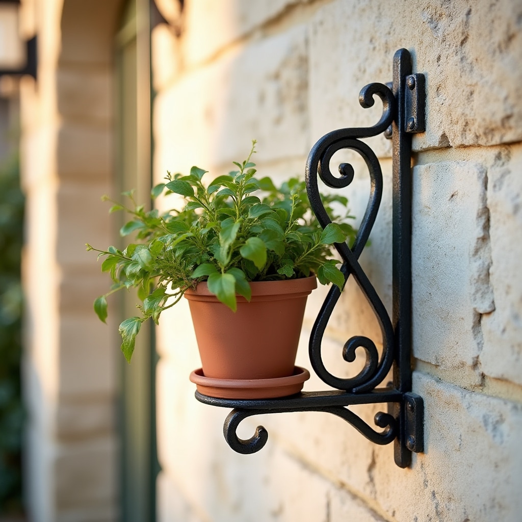 Soporte decorativo de hierro forjado para pared